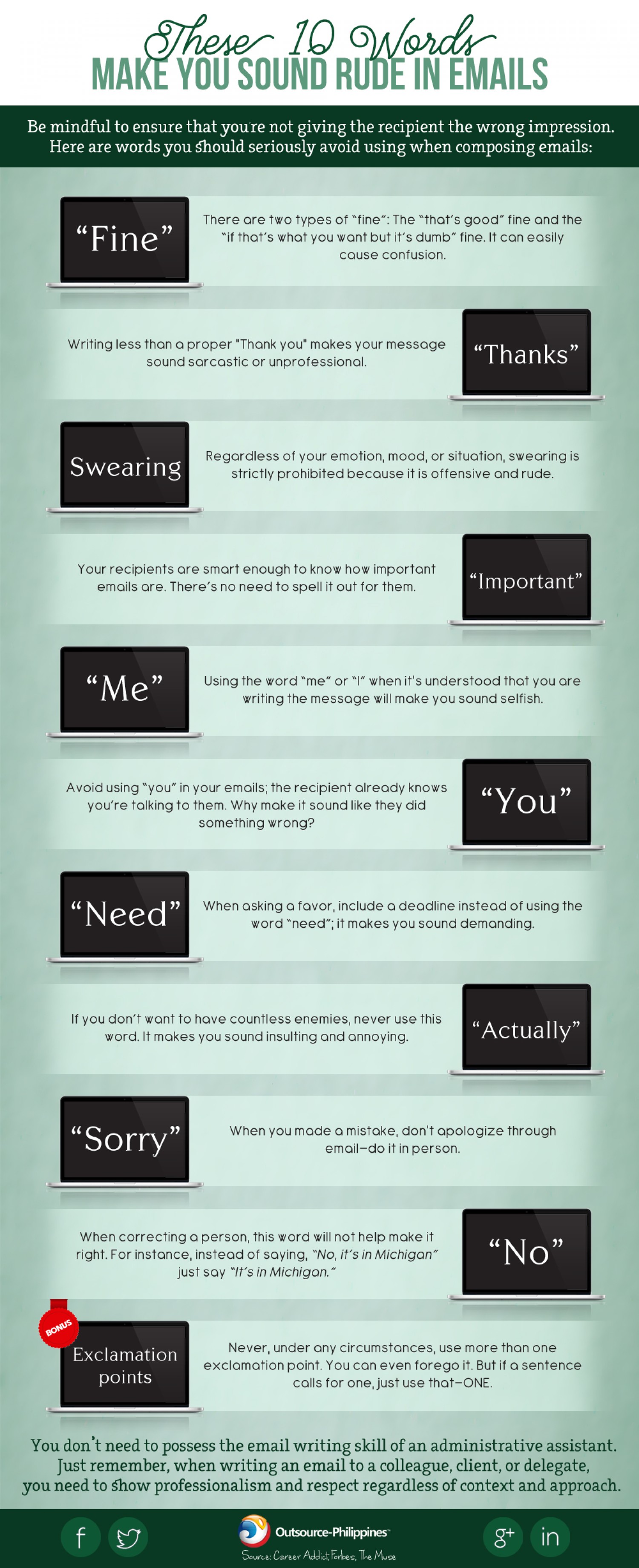Stop Using Ten Words While Writing Emails To Avoid Rudness Infographics By Graphs Net