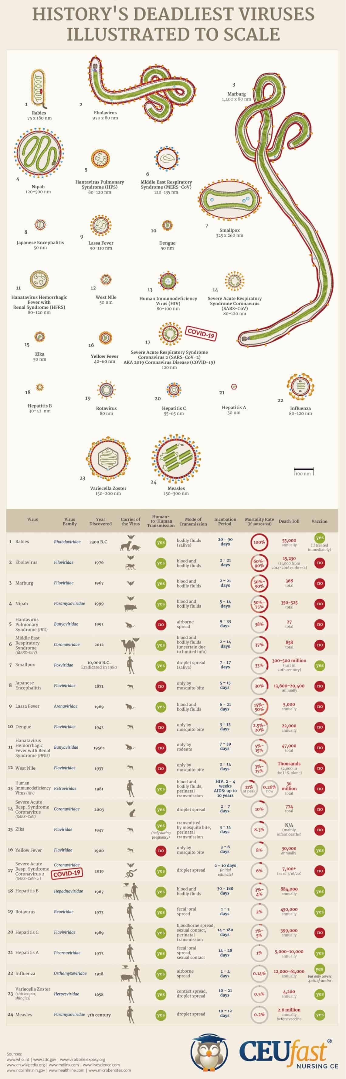 How Does the Coronavirus Compare to the Deadliest Viruses in History